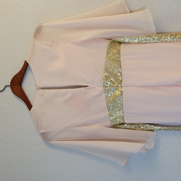 LONDON DRESS CO Sheer Sequined Attached Belt Flowy Wrapped Elegant Dress… - Picture 7 of 16